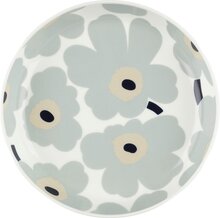 Marimekko Unikko tallerken 20,5 cm, hvit/grå/sand/blå