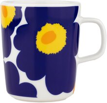 Marimekko Unikko Oiva 60th krus 2,5 dl, hvit/blå/gul