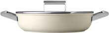 Smeg Traktørpanne m/lokk 28 cm, Creme