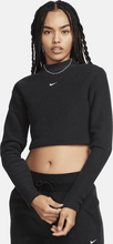 Nike Sportswear Phoenix Plush Women's Slim Mock-Neck Long-Sleeve Cropped Cosy Fleece Top - Black