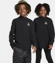 Nike ACG Older Kids' Loose Waffle Long-Sleeve Top - Black - 50% Recycled Polyester