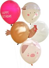 Ballonger Happy Birthday Bondgård - 5-pack