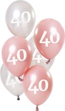 Ballonger Rosa/Vit 40 År - 6-pack