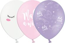 Ballonger Unicorn Vit/Rosa/Lila - 50-pack