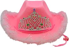 Cowboyhatt Rosa med Fluff - One size