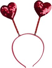 Diadem med Paljetthjärtan Röd - One size