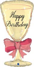 Folieballong Happy Birthday Champagneglas