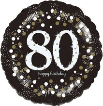Folieballong Rund Sparkling Birthday 80