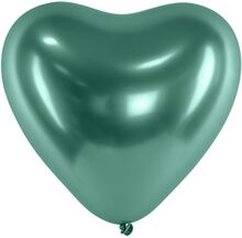 Hjärtballonger Krom Grön - 25-pack