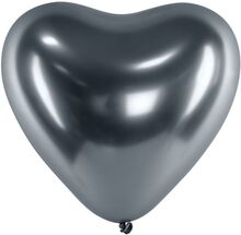 Hjärtballonger Krom Space Grey - 10-pack