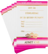 Inbjudningskort Prinsesskrona Rosa - 8-pack