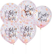 Konfettiballonger Baby Shower Baby Girl - 5-pack