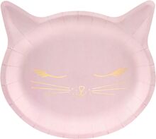 Papperstallrikar Katt Rosa - 6-pack