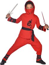 Röd Ninja Barn Maskeraddräkt - 3-4 år