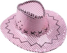 Rosa Cowboyhatt med Paljetter - One size