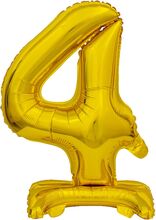 Sifferballong Mini med Ställning Guld Metallic - Siffra 4