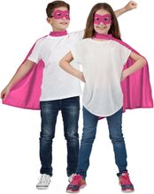 Superhjälte Cape med Mask Rosa Barn - One size