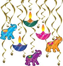 Swirls Diwali Hängande Dekoration - 12-pack