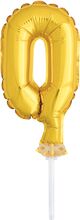 Tårtdekoration Sifferballong Mini Guld - Siffra 0