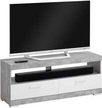 FMD TV-/Hi-Fi-benk betonggrå og blank hvit