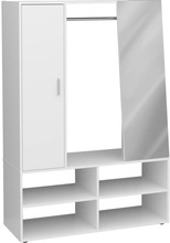FMD Garderob med 4 fack och spegel 105x39,7x151,3 cm vit