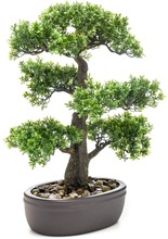 Emerald Konstväxt bonsaiträd fikus mini med brun bruka 43 cm