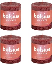 Bolsius Candele Rustiche a Colonna Shine 4 pz 80x68 mm Rosso Vellutato