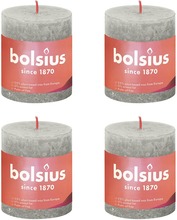 Bolsius Rustikke søylelys Shine 4 stk 80x68 mm sandgrå