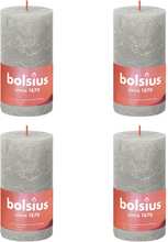 Bolsius Candele Rustiche Colonna Shine 4 pz 130x68 mm Grigio Sabbia