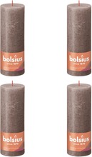 Bolsius Rustikke søylelys Shine 4 stk 190x68 mm rustikk gråbrun