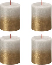 Bolsius Candele Pilastro Rustiche Sunset 4 pz 80x68 mm Grigio e Oro