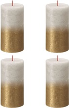 Bolsius Blockljus Sunset 4-pack 130x68 mm sandgrå och guld