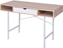 vidaXL Skrivebord med 1 skuff eik og hvit