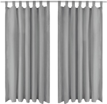 vidaXL Mikrosateng gardiner med hemper 2 stk 140x245 cm grå