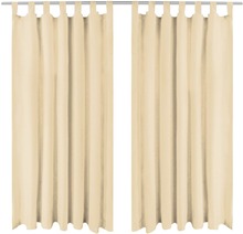 vidaXL Mikrosateng gardiner med hemper 2 stk 140x245 cm beige