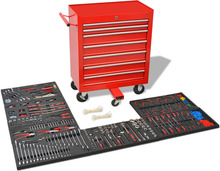 vidaXL Verktøyvogn med 1125 verktøy stål rød