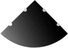 vidaXL Hjørnehylle med kromstøtter svart glass 45x45 cm