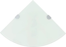 vidaXL Hjørnehylle med kromstøtter hvitt glass 35x35 cm