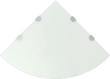 vidaXL Hjørnehylle med kromstøtter hvitt glass 45x45 cm