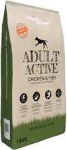 vidaXL Premium tørr hundemat Adult Active Chicken & Fish 15 kg