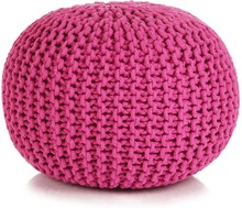 vidaXL Håndstrikket puff bomull 50x35 cm rosa