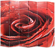 vidaXL Sammenleggbar romdeler 228x170 cm rose rød