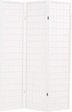 vidaXL Paravento Pieghevole 3 Ante Stile Giapponese 120x170cm Bianco