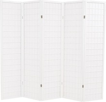 vidaXL Sammenleggbar romdeler 5 paneler japansk stil 200x170 cm hvit