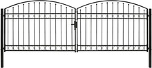 vidaXL Hageport med dobbel dør og buet topp stål 400x125 cm svart