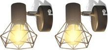 vidaXL 2 Sorte Vegglampetter, trådramme i industriell stil med 4 LED lys