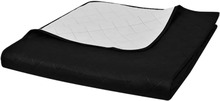 vidaXL Tosidig vattert sengeteppe svart/hvit 220 x 240 cm