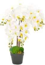 vidaXL Kunstig orkidè med potte hvit 60 cm