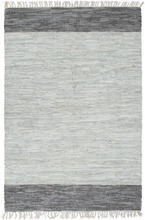 vidaXL Håndvevet Chindi teppe lær 80x160 cm grå