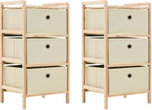 vidaXL Oppbevaringshyller 2 stk med 3 stoffkurver beige sedertre